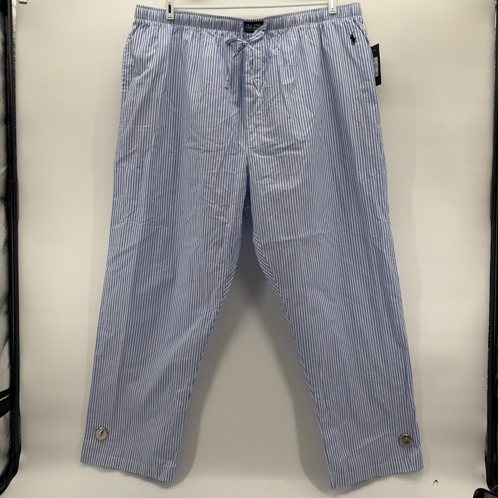 Polo Ralph Lauren Pajama Pants Mens 2X Blue Striped Drawstring Sleepwear RY27RX